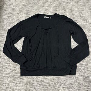 Wilfred Free Long Sleeve Black Tied Top